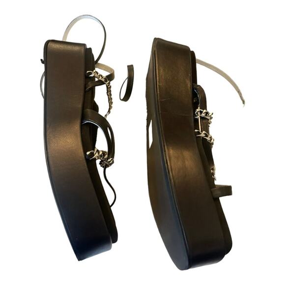 NEW Rag & Bone Logan Strappy Wrap Sandals Leather Chain Link Black Size 39 - Picture 11 of 14